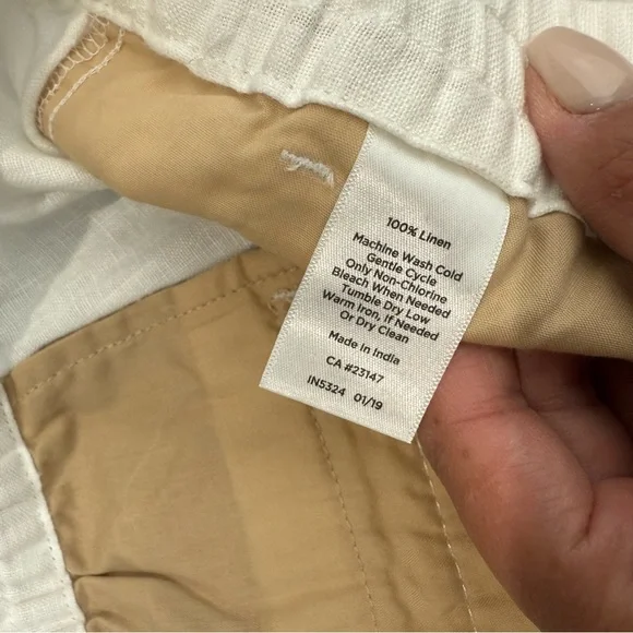 NWT Talbots White 100% Linen Pants Easy‎ Drawstring Waist With Pockets Size 22W